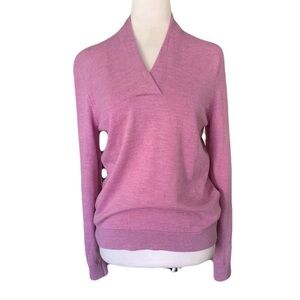 346 Brooks Brothers Womens Large Purple/Pink V-Neck Merino Wool Cozy Sweater